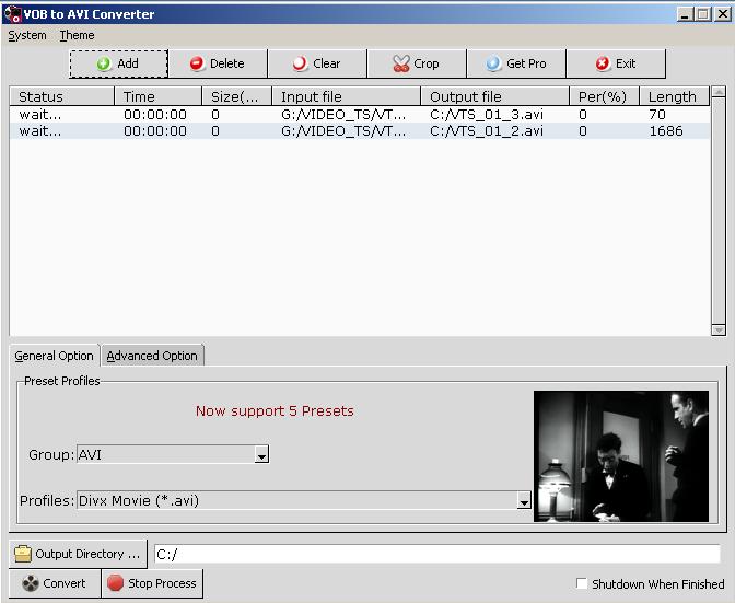 BestSoft VOB to AVI Converter screenshot